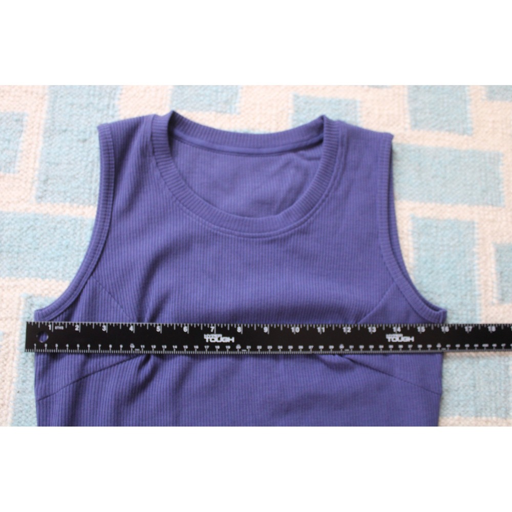 NWT Woolx S Iris Purple Merino Wool Ribbed Tank Midi Dress Sleeveless Side Slit - Picture 7 of 8